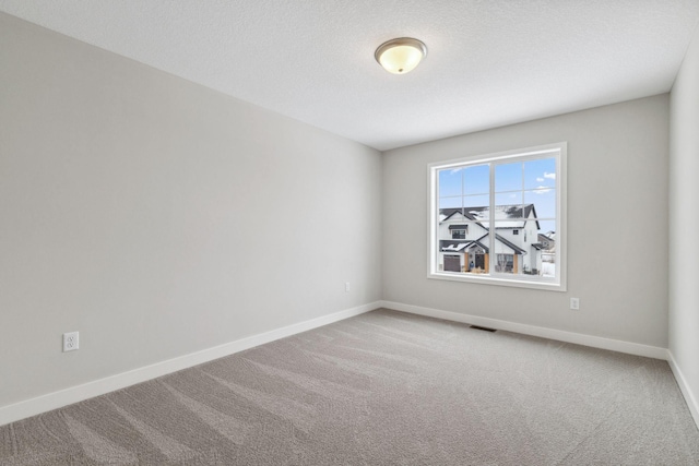 carpeted spare room featuring a textured ceiling