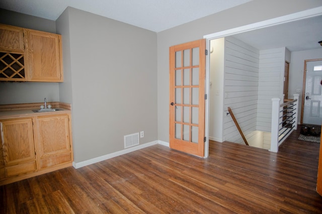 interior space featuring dark wood-type flooring and sink