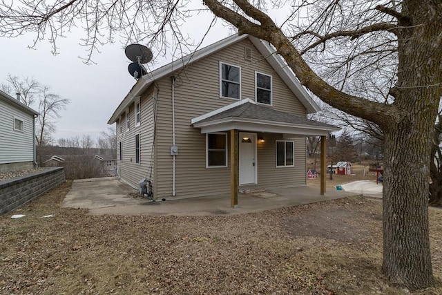 view of front of home with a patio