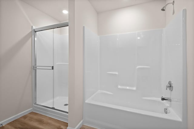 bathroom featuring wood-type flooring