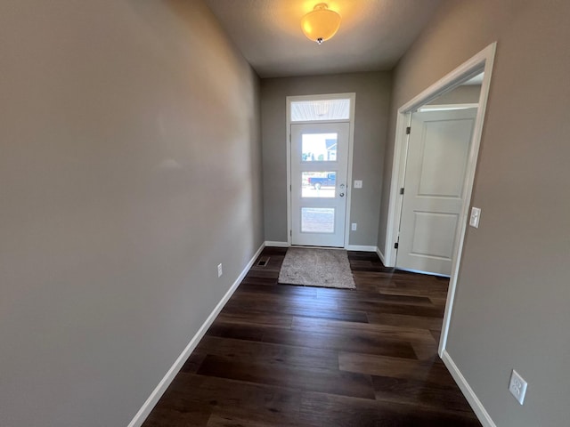 doorway to outside featuring dark hardwood / wood-style flooring