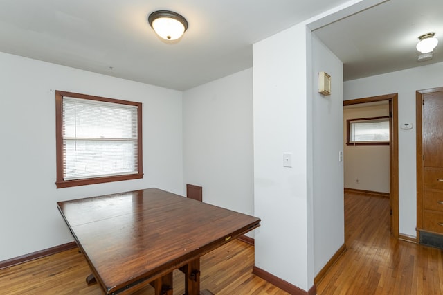 dining area with light hardwood / wood-style flooring and a wealth of natural light