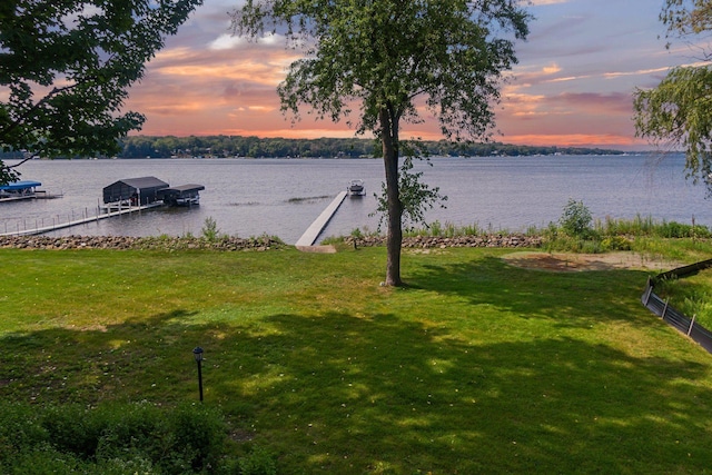 water view featuring a boat dock