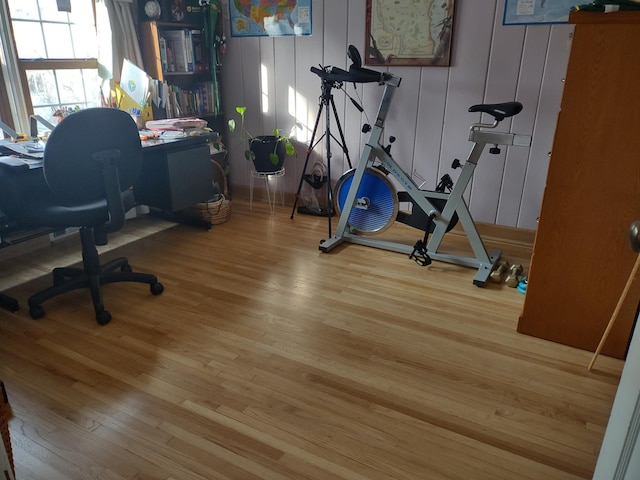 office area with wood finished floors