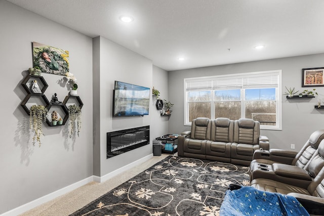 living room with carpet flooring