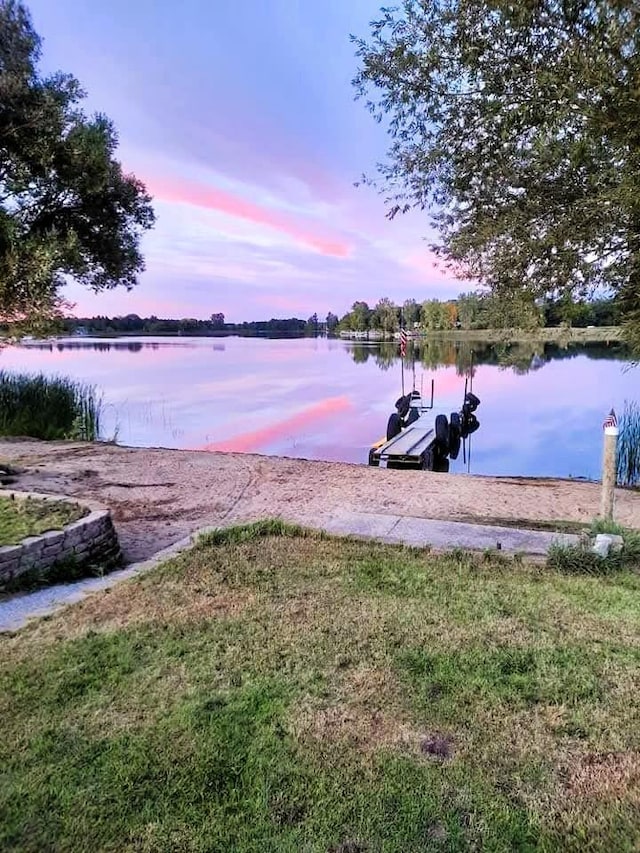 dock area with a water view