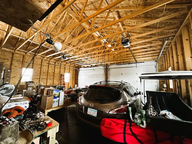 garage with a garage door opener