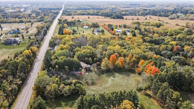 aerial view featuring a rural view