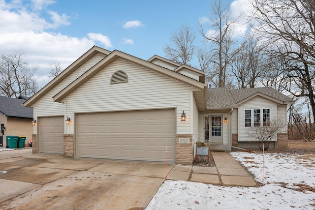 view of front of property with a garage