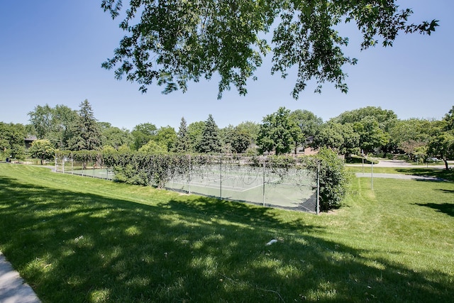 view of property's community with a lawn