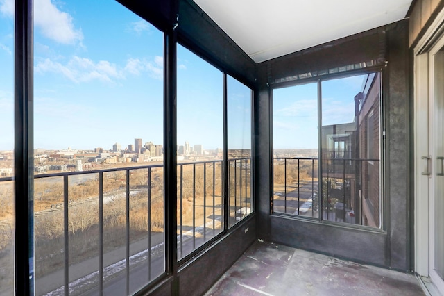 view of unfurnished sunroom