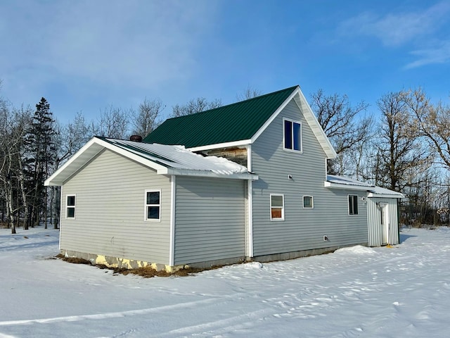 view of snow covered exterior