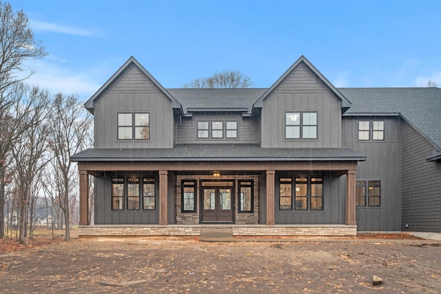 modern farmhouse featuring a porch