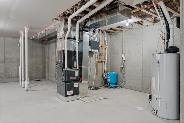 interior space with heating unit and gas water heater