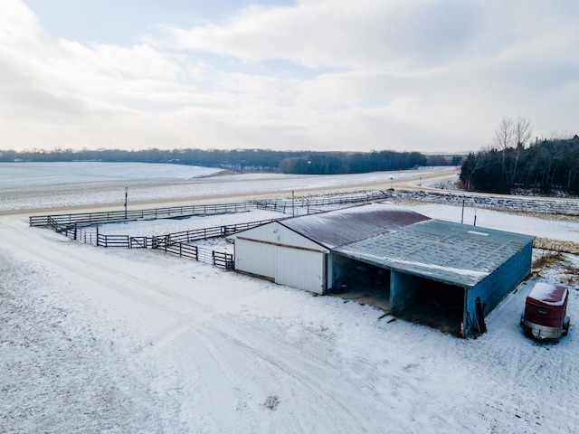 exterior space with a rural view