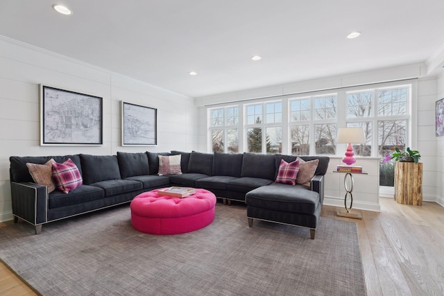 living room featuring light wood-type flooring