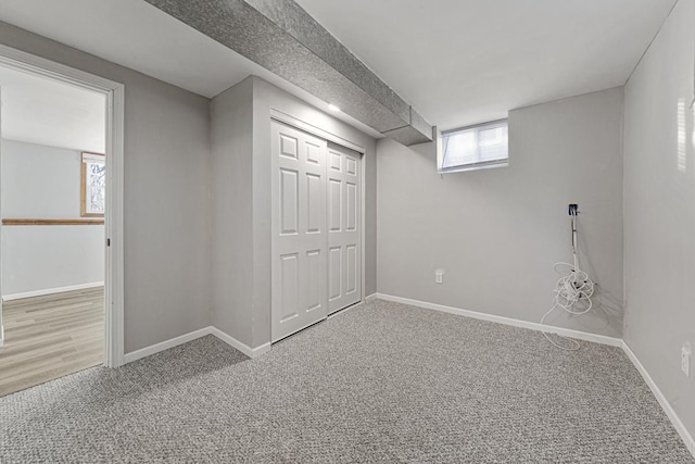 basement with carpet floors