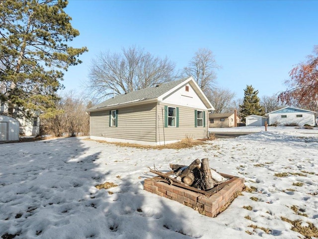 view of snow covered exterior