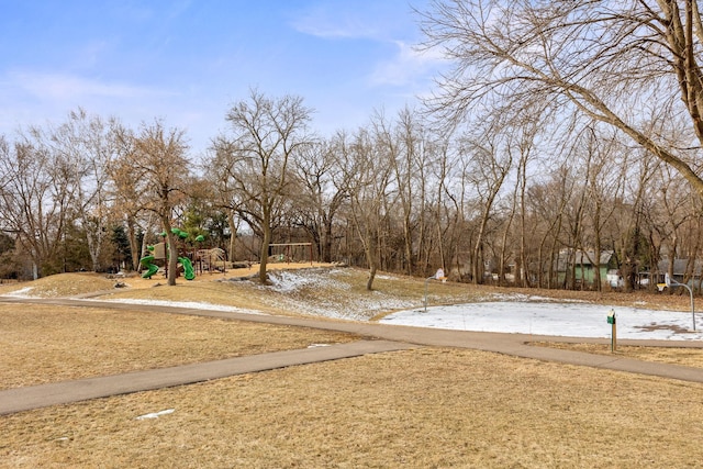 view of yard with a playground