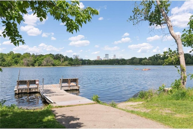 view of dock featuring a water view