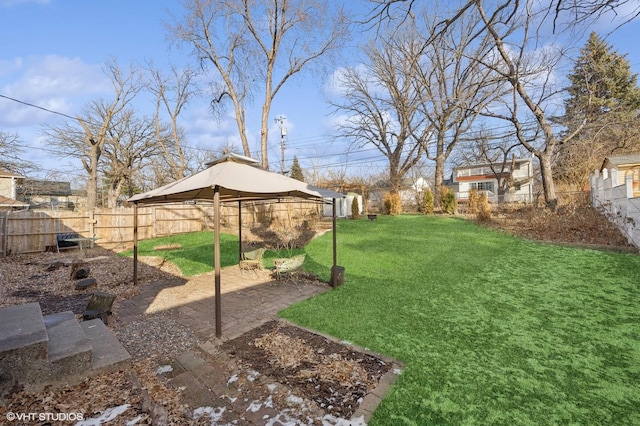 view of yard with a patio and a gazebo