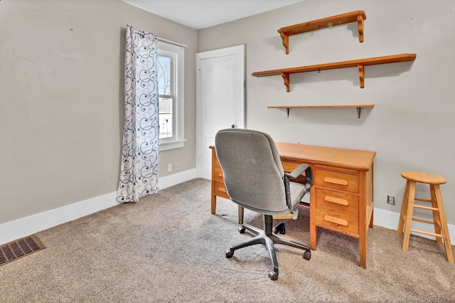 home office with carpet floors