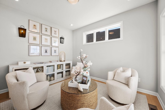 sitting room featuring hardwood / wood-style flooring