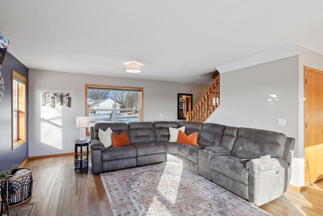 living room featuring hardwood / wood-style flooring