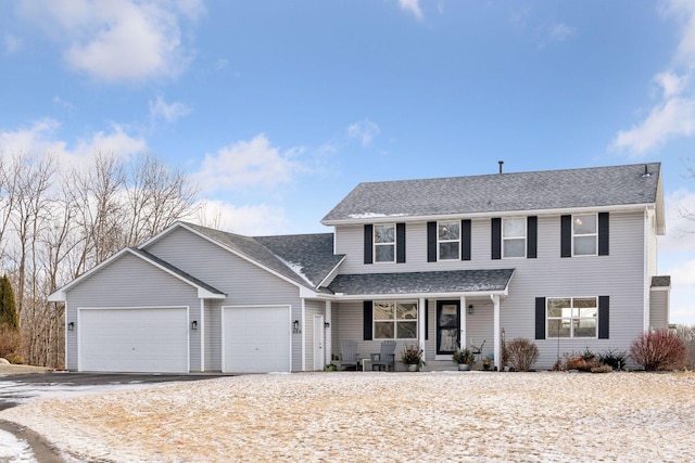 front of property with a garage