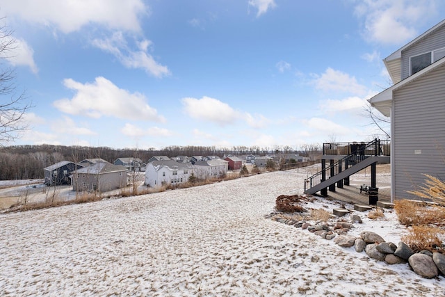 view of yard featuring a wooden deck