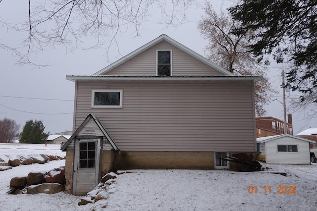 view of snow covered exterior