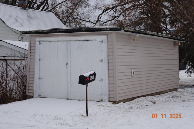 view of snow covered structure