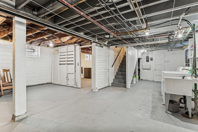 basement featuring sink