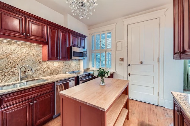 442 Summit Ave Unit 6, Saint Paul, MN 55102 - kitchen with stainless steel appliances, reddish brown cabinets, wood counters, and tasteful backsplash