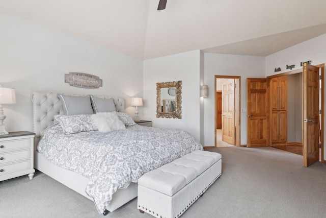 bedroom featuring carpet floors and ceiling fan