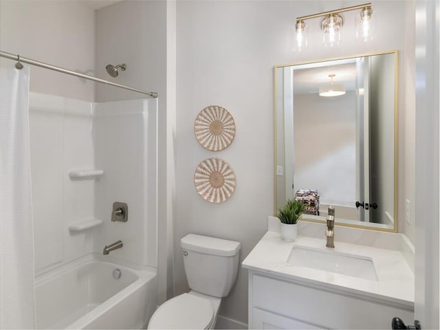 full bathroom featuring vanity, toilet, and shower / bath combo with shower curtain