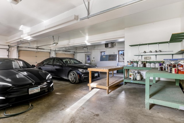 garage with a garage door opener