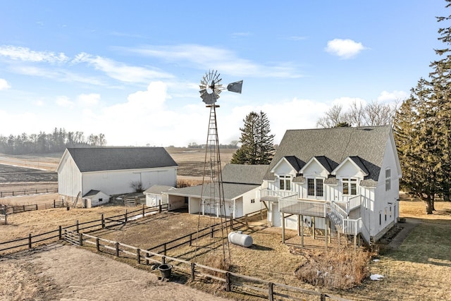 exterior space with a rural view