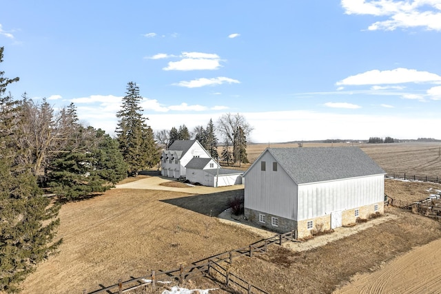 drone / aerial view with a rural view