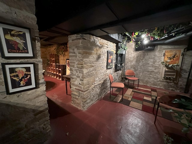 wine cellar with concrete flooring