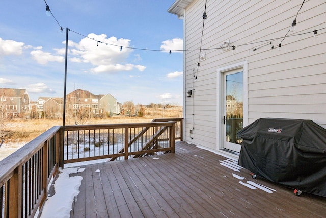 deck featuring a residential view and area for grilling