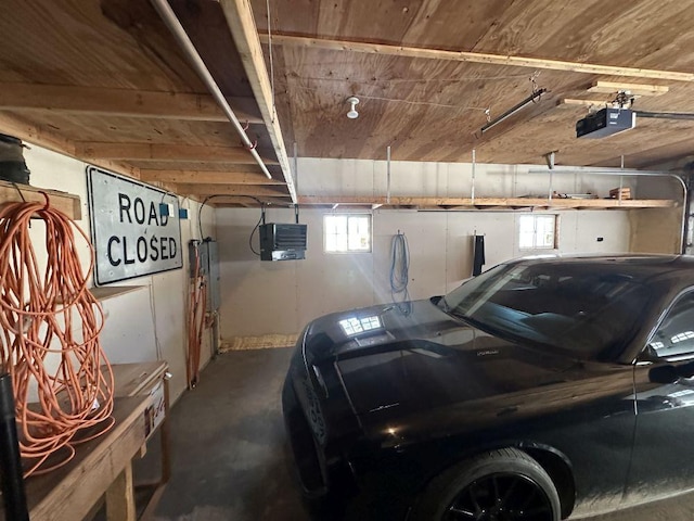 garage with a garage door opener