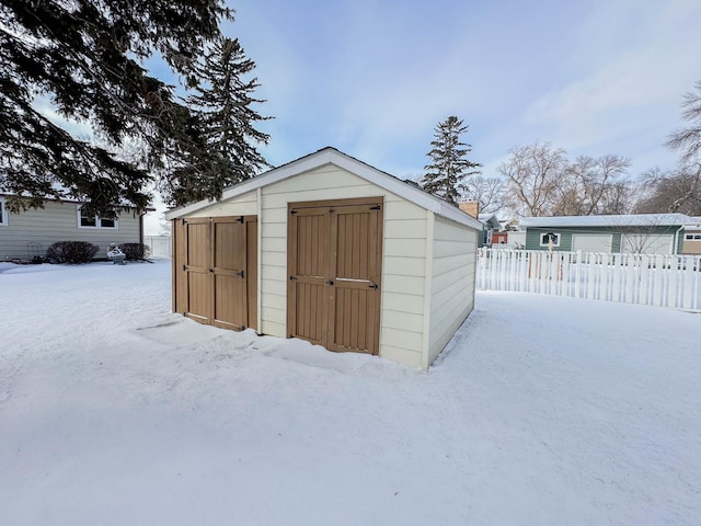 view of snow covered structure