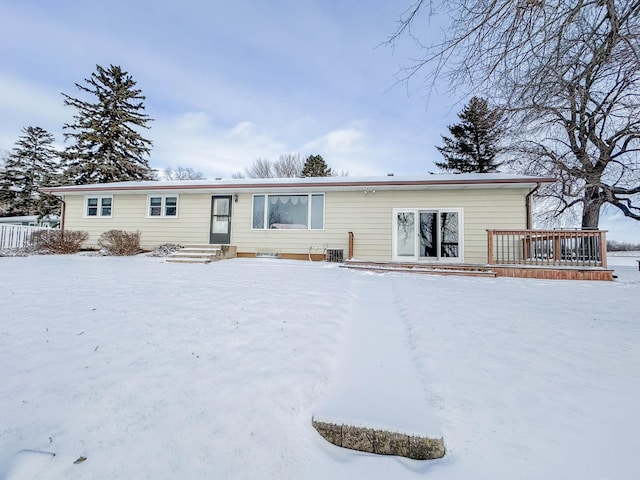 view of snow covered property