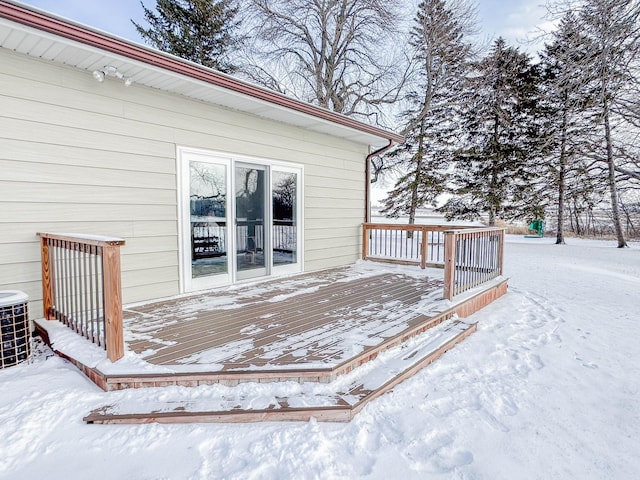 view of snow covered deck