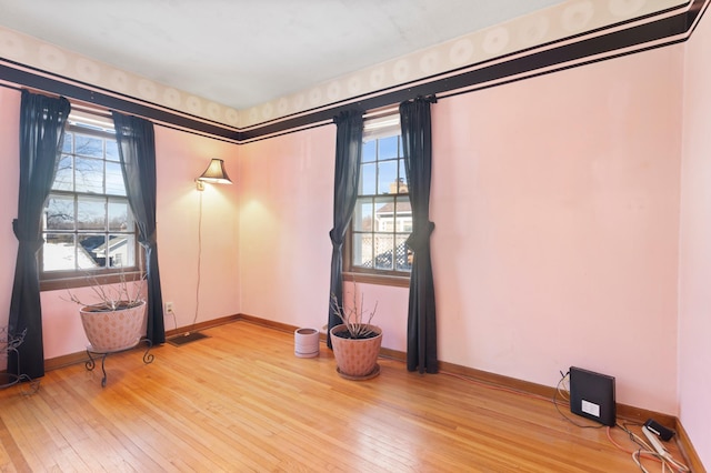 spare room featuring wood-type flooring