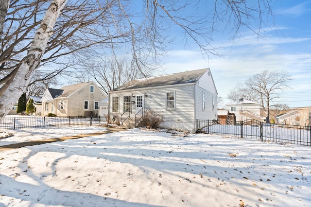 view of snow covered property