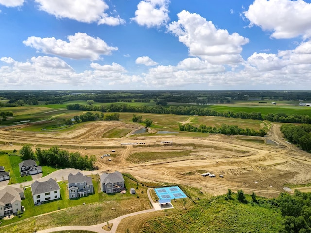 drone / aerial view with a rural view