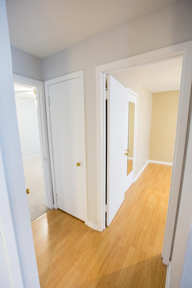 hall with light wood-type flooring