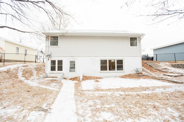 view of snow covered property